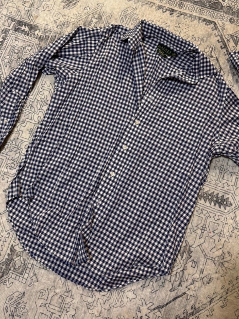 Ralph Lauren Navy and White Gingham Button-Down Shirt